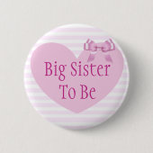 Big Sister voor Roze Bow Baby shower Button (Voorkant)