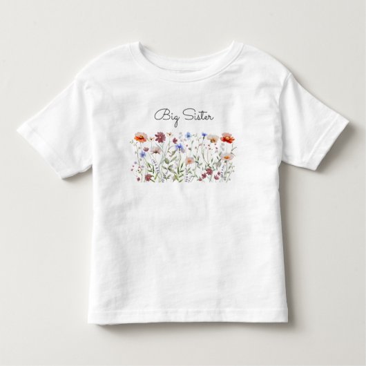 Big Sister Waterverf Kleurrijke Wildflower Meadow Kinder Shirts (Voorkant)