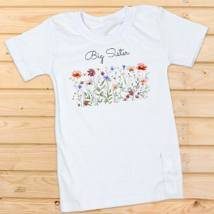 Big Sister Waterverf Kleurrijke Wildflower Meadow Kinder Shirts