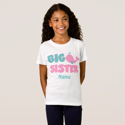 Big Sister Whale Aangepast Roze Shirt (Voorkant volledig)