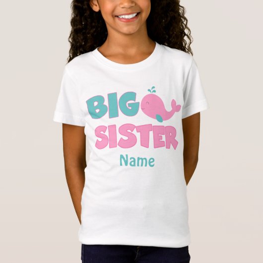 Big Sister Whale Aangepast Roze Shirt (Voorkant)
