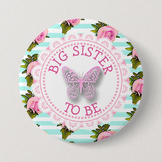 Big Sister wordt Baby shower Button (Voorkant)