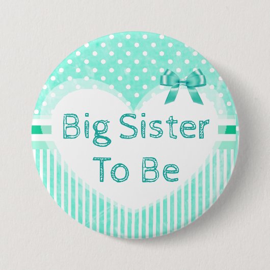 Big Sister wordt Baby shower Button Blue (Voorkant)