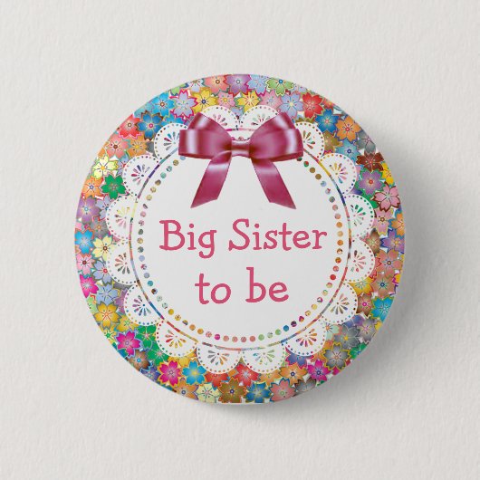 Big Sister wordt Floral Baby shower Button (Voorkant)