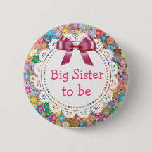 Big Sister wordt Floral Baby shower Button