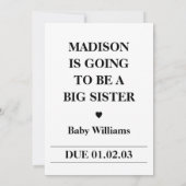Big Sister zwangerschapsnieuws Aankondiging (Achterkant)