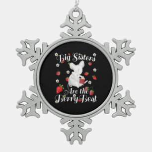 Big Sisters Berry Best - Muis aardbeienwoordspelin Tin Sneeuwvlok Ornament