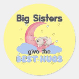 Big Sisters geven de beste handschoen - Moon Bunny Ronde Sticker