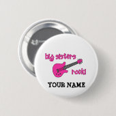 Big Sisters Rock! met roze gitaar Ronde Button 5,7 Cm (Voorkant /achterkant)