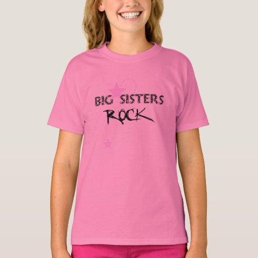 Big Sisters Rock roze T-shirt (Voorkant)