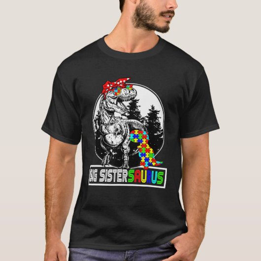 Big Sistersaurus T Rex Dinosaur Big Sister Saurus T-shirt (Voorkant)