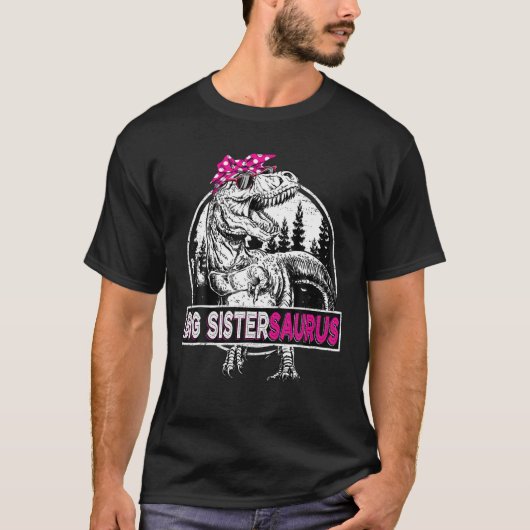 Big Sistersaurus T Rex Dinosaur Sister Saurus Moth T-shirt (Voorkant)