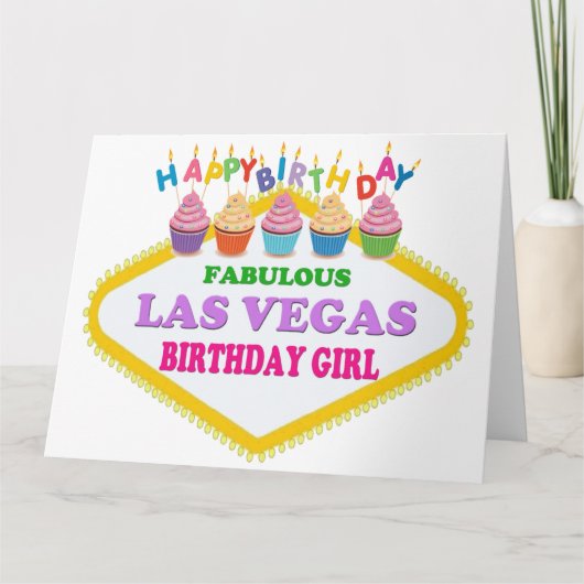 BIG SIZE HAPPY BIRTHDAY LAS VEGAS GIRL KAART (Voorkant)