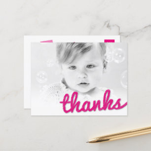 Big Sketch Bedankt Girl's Birthday Foto Dank u Briefkaart