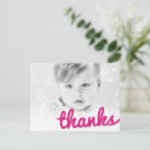 Big Sketch Bedankt Girl's Birthday Foto Dank u Briefkaart (Staand voorkant)