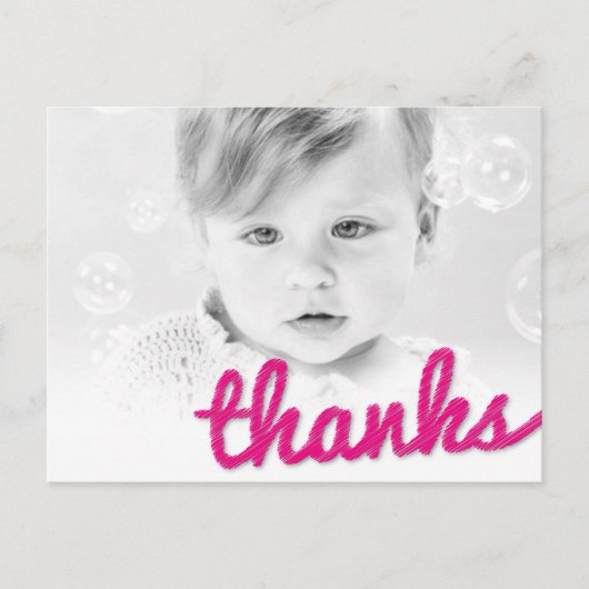 Big Sketch Bedankt Girl's Birthday Foto Dank u Briefkaart (Voorkant)