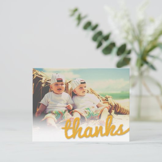 Big Sketch Bedankt Twins Verjaardagsfoto Bedankt Briefkaart (Staand voorkant)