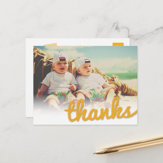 Big Sketch Bedankt Twins Verjaardagsfoto Bedankt Briefkaart (Voorkant / Achterkant in situ)