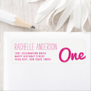 Big Sketch One Baby Girl First Birthday Party Etiket