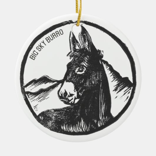 Big Sky Burro Keramisch Ornament (Voorkant)