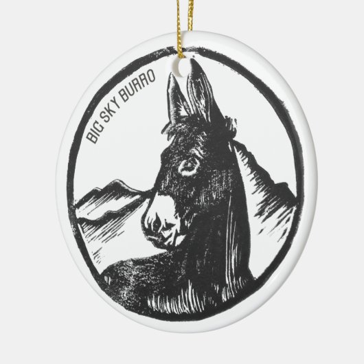 Big Sky Burro Keramisch Ornament (Links)