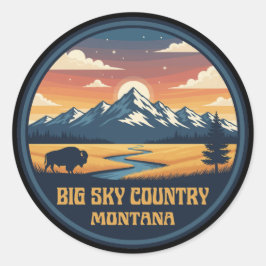 Big Sky Country Montana Ronde Sticker