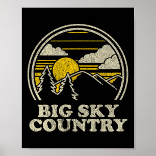 Big Sky Country Montana T-shirt vintage wandelen M Poster