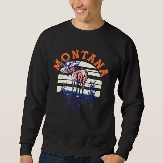 Big Sky Land Montana Cool Retro Moose Travel Trui (Voorkant)