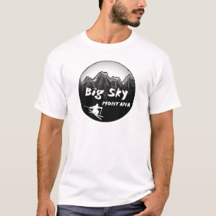 Big Sky Montana artistieke skiër T-shirt