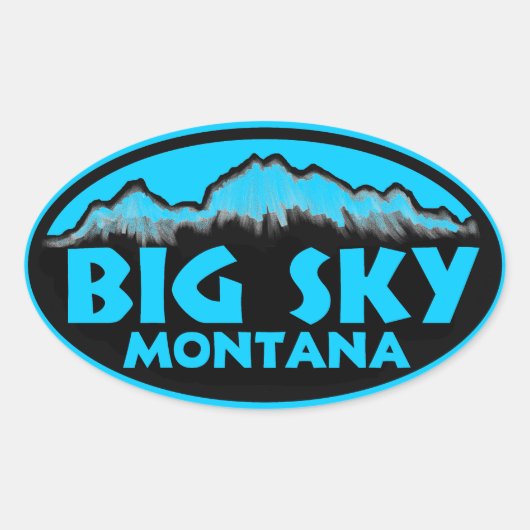 Big Sky Montana blauw ovale stickers (Voorkant)