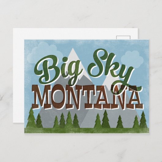 Big Sky Montana Fun Retro Snowy Mountains Briefkaart (Voorkant / Achterkant)