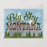 Big Sky Montana Fun Retro Snowy Mountains