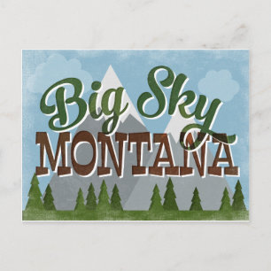 Big Sky Montana Fun Retro Snowy Mountains Briefkaart