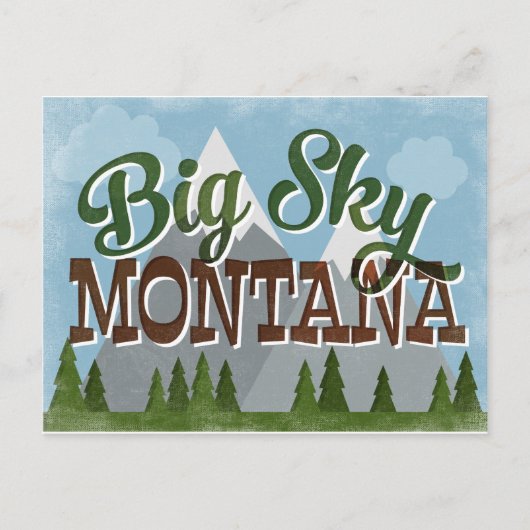 Big Sky Montana Fun Retro Snowy Mountains Briefkaart (Voorkant)