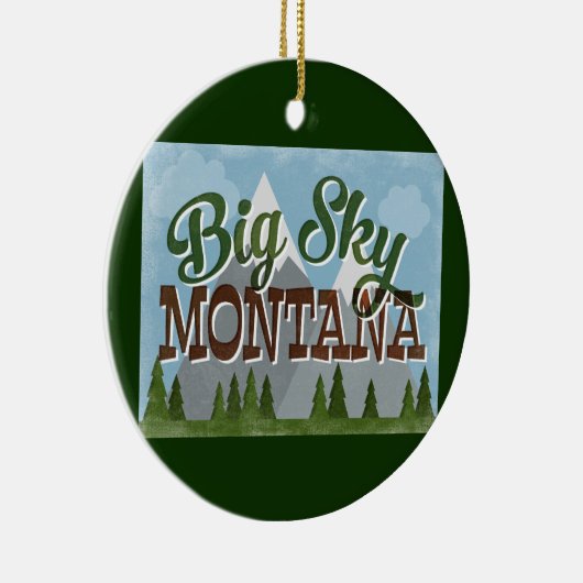 Big Sky Montana Fun Retro Snowy Mountains Keramisch Ornament (Rechts)