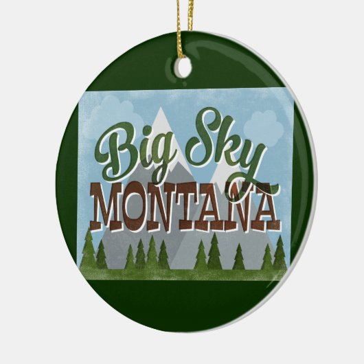 Big Sky Montana Fun Retro Snowy Mountains Keramisch Ornament (Links)