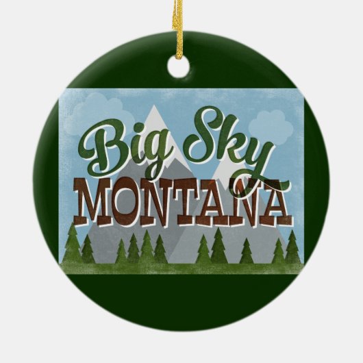 Big Sky Montana Fun Retro Snowy Mountains Keramisch Ornament (Achterkant)