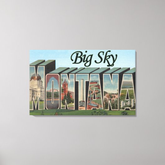 Big Sky, Montana - Grote lettertjes Canvas Afdruk (Voorkant)