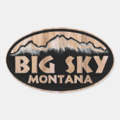 Big Sky Montana houten ovale stickers (Voorkant)