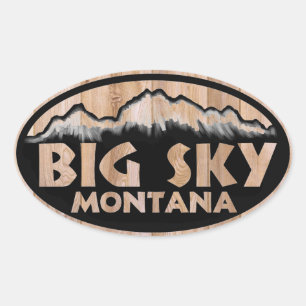 Big Sky Montana houten ovale stickers