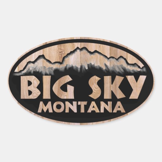 Big Sky Montana houten ovale stickers (Voorkant)