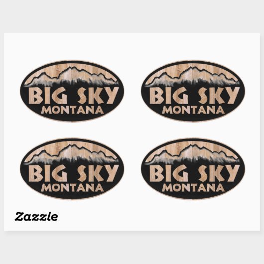 Big Sky Montana houten ovale stickers (Vel)