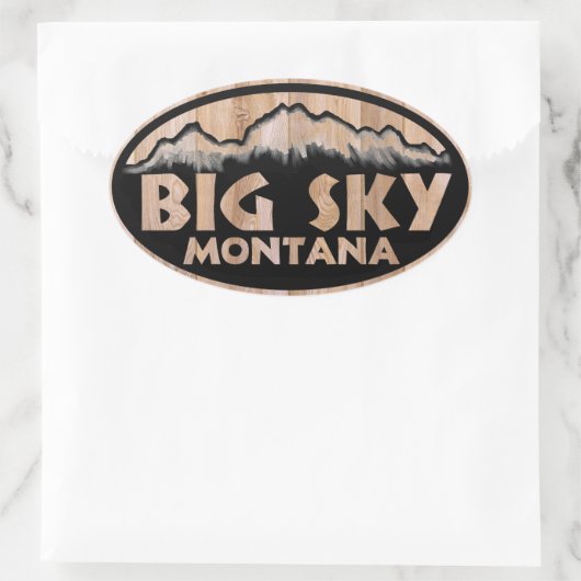 Big Sky Montana houten ovale stickers (Tas)