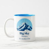 Big sky Montana lone Mountain ski souvenir Tweekleurige Koffiemok (Links)