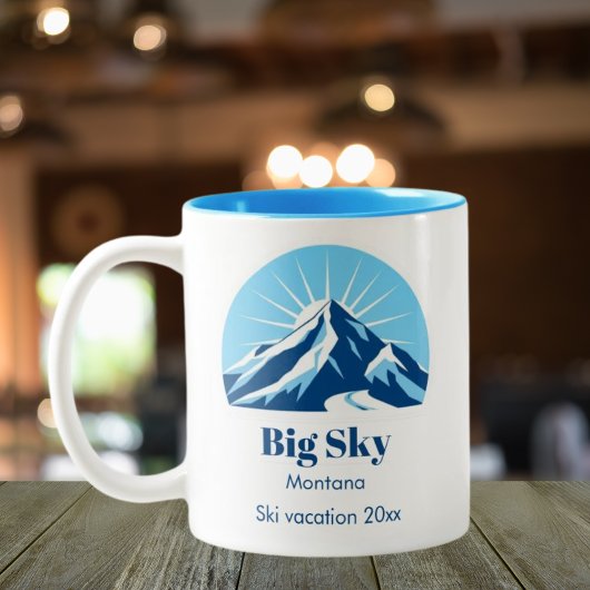 Big sky Montana lone Mountain ski souvenir Tweekleurige Koffiemok