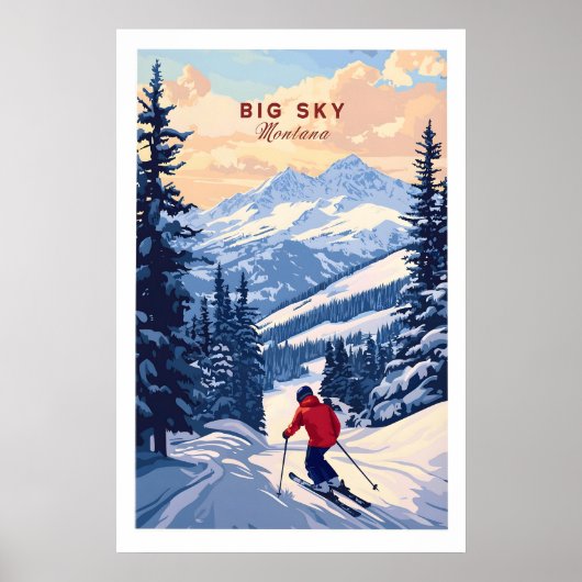 Big Sky Montana Poster - Ski Print 1 (Voorkant)