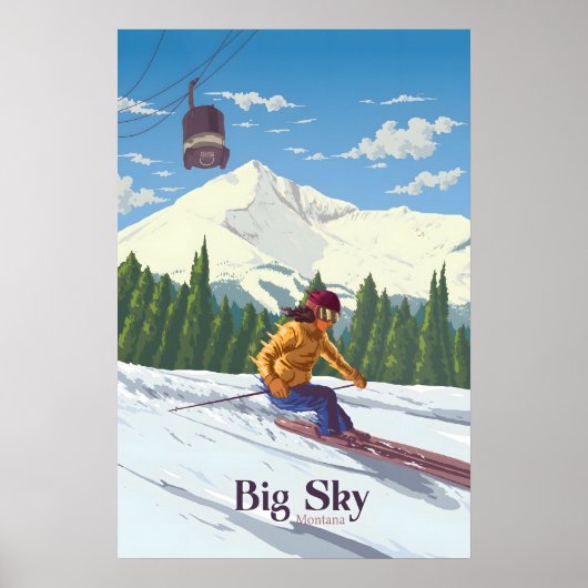 Big Sky Montana Skigebied Reisposter Poster (Voorkant)