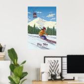 Big Sky Montana Skigebied Reisposter Poster (Thuiskantoor)