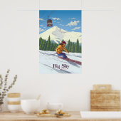 Big Sky Montana Skigebied Reisposter Poster (Keuken)