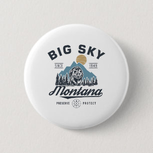 Big - Sky Montana Sneeuw Skilopen Trendy Retro Lod Ronde Button 5,7 Cm